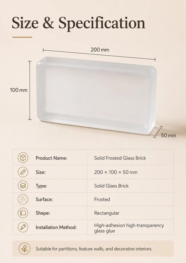 Frosted Solid Glass Bricks for Indoor Outdoor Decoration