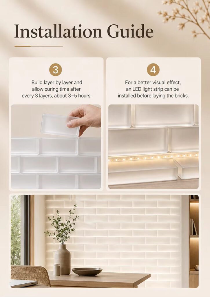 Frosted Solid Glass Bricks for Indoor Outdoor Decoration