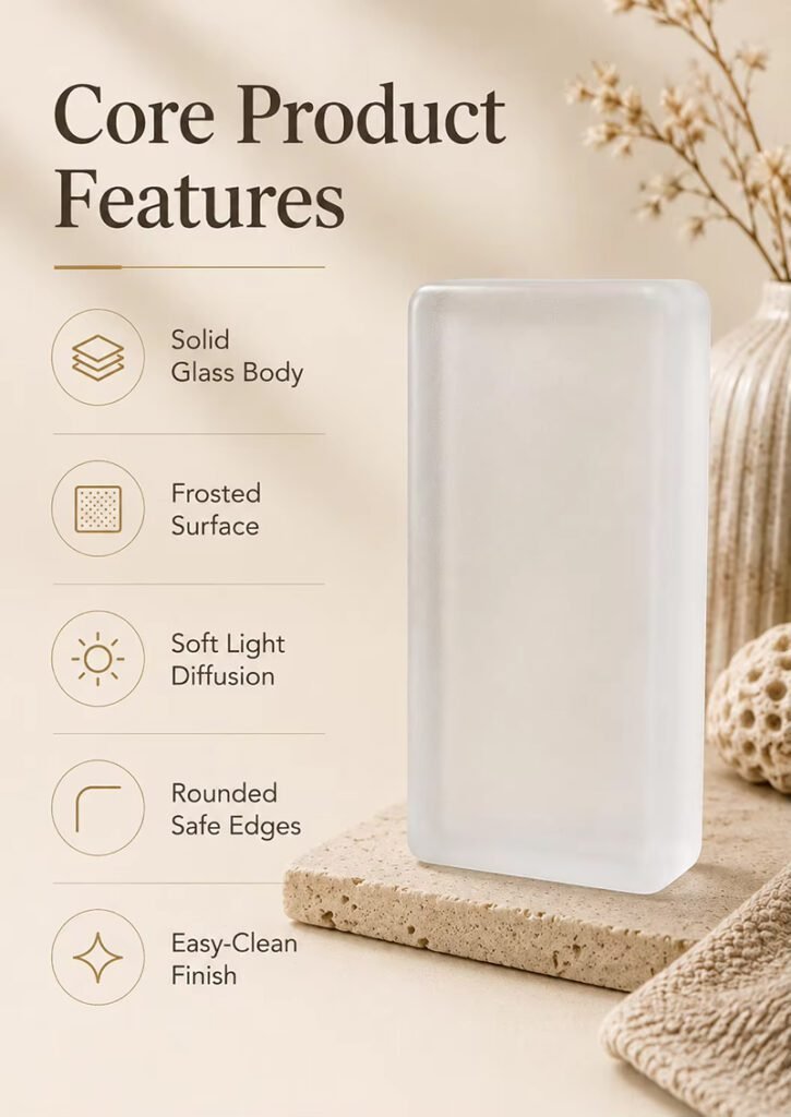 Frosted Solid Glass Bricks for Indoor Outdoor Decoration