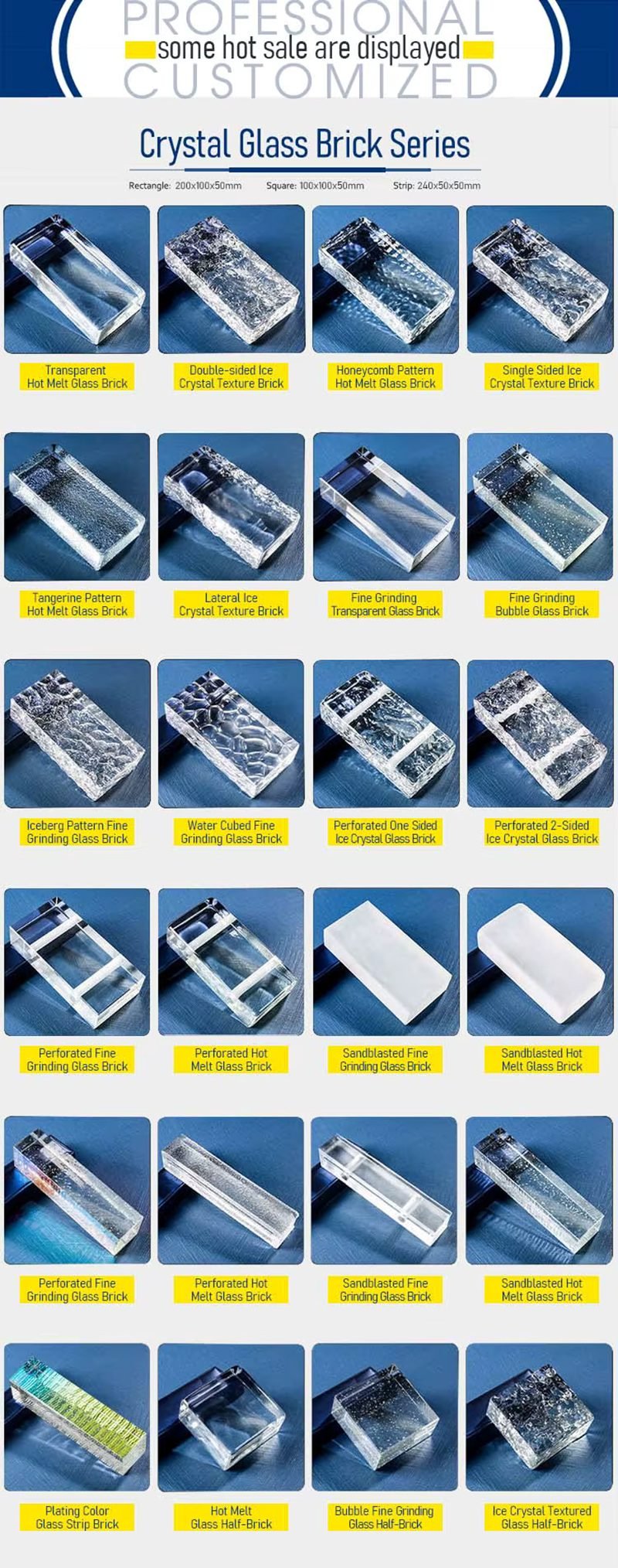Glass Brick Pattern for Wall Tiles