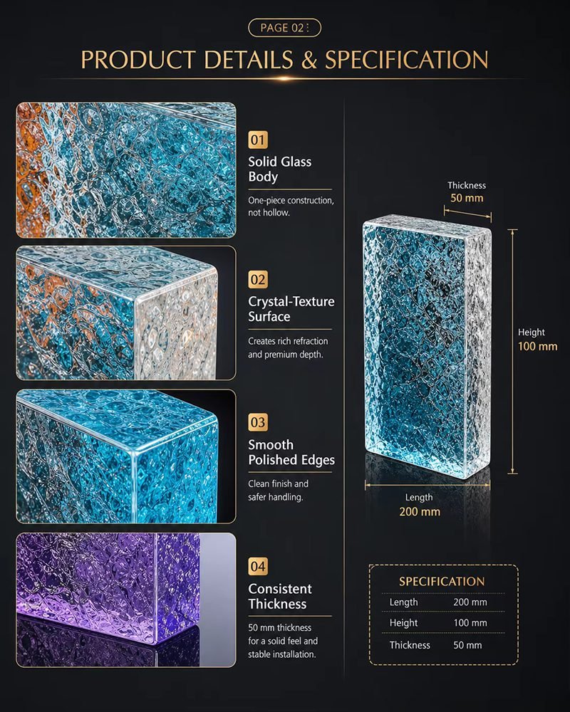 Glass Brick Pattern for Wall Tiles