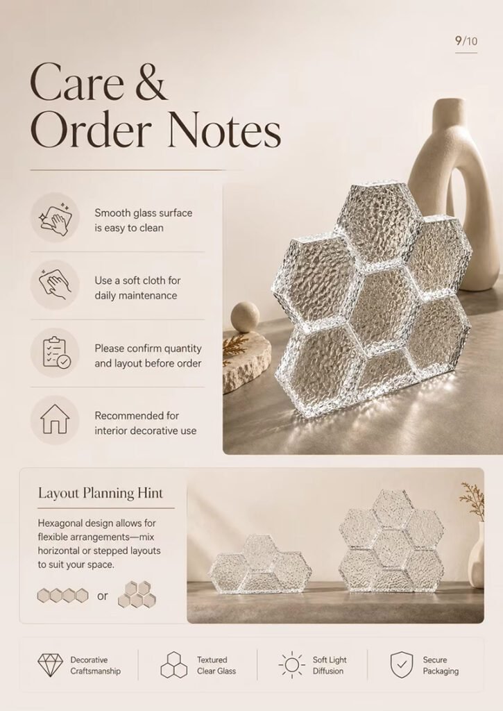 Hexagon Solid Glass Bricks