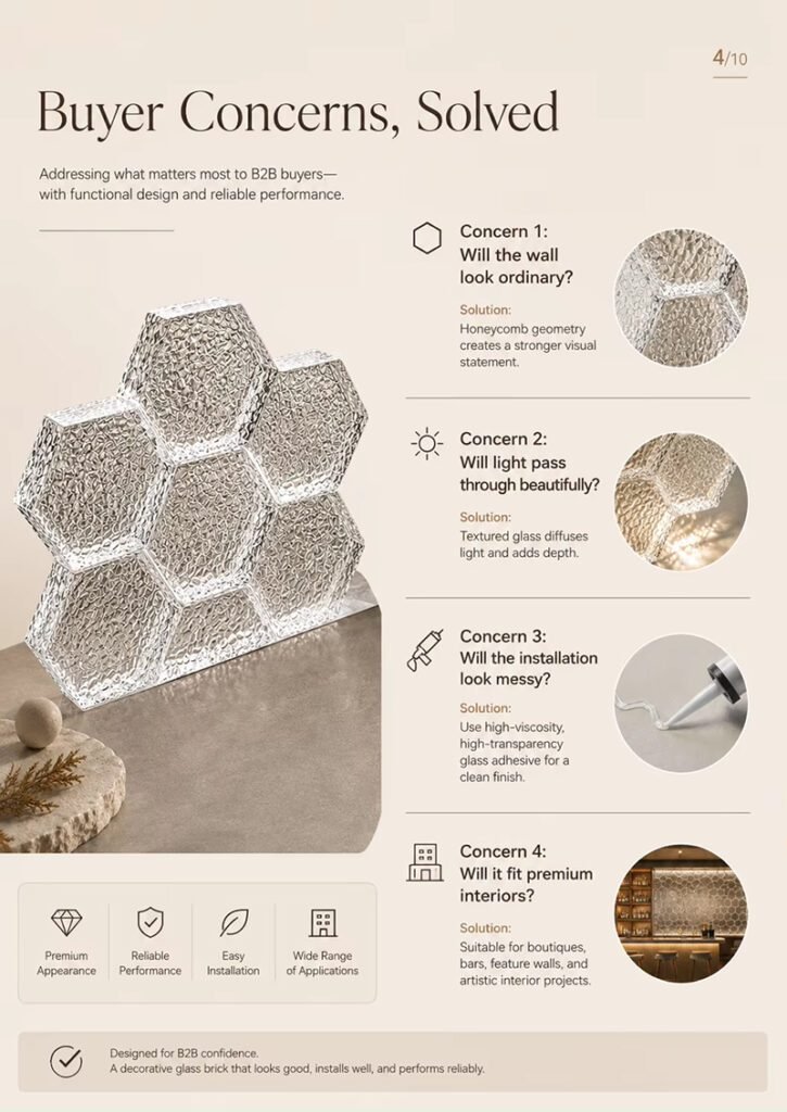 Hexagon Solid Glass Bricks