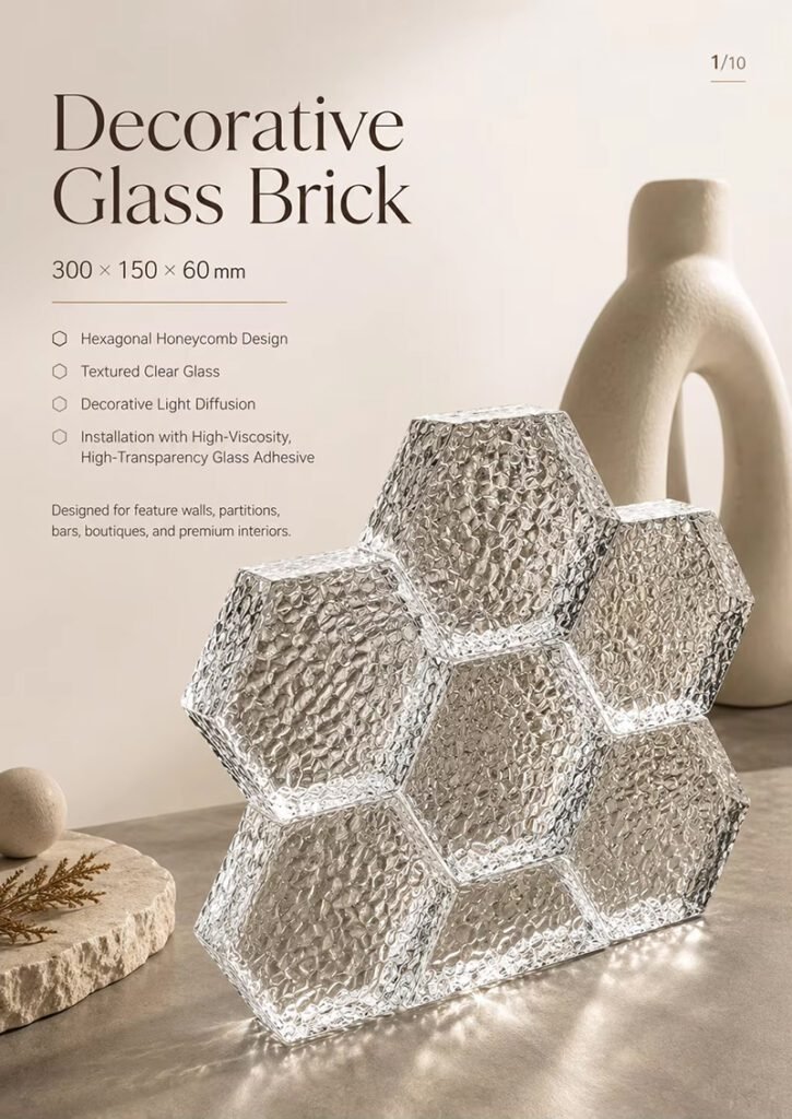 Hexagon Solid Glass Bricks
