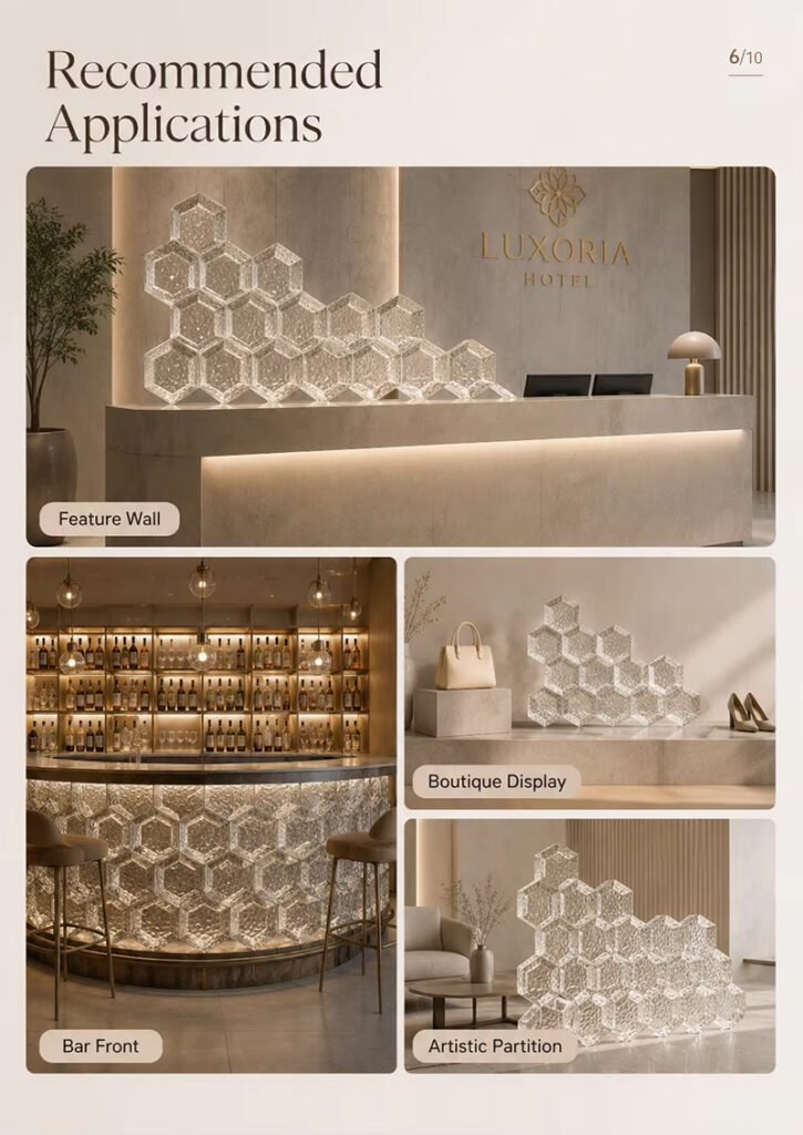 Hexagon Solid Glass Bricks
