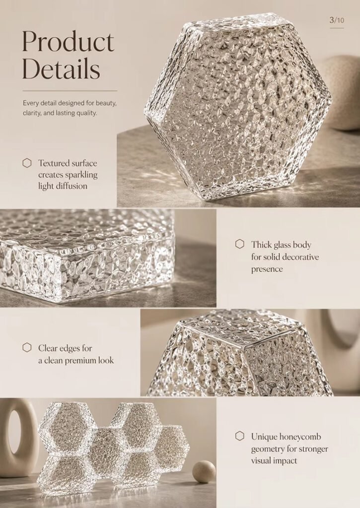 Hexagon Solid Glass Bricks