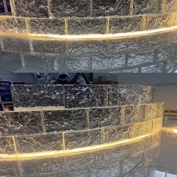 Ice Patterned Color Curved Glass Brick
