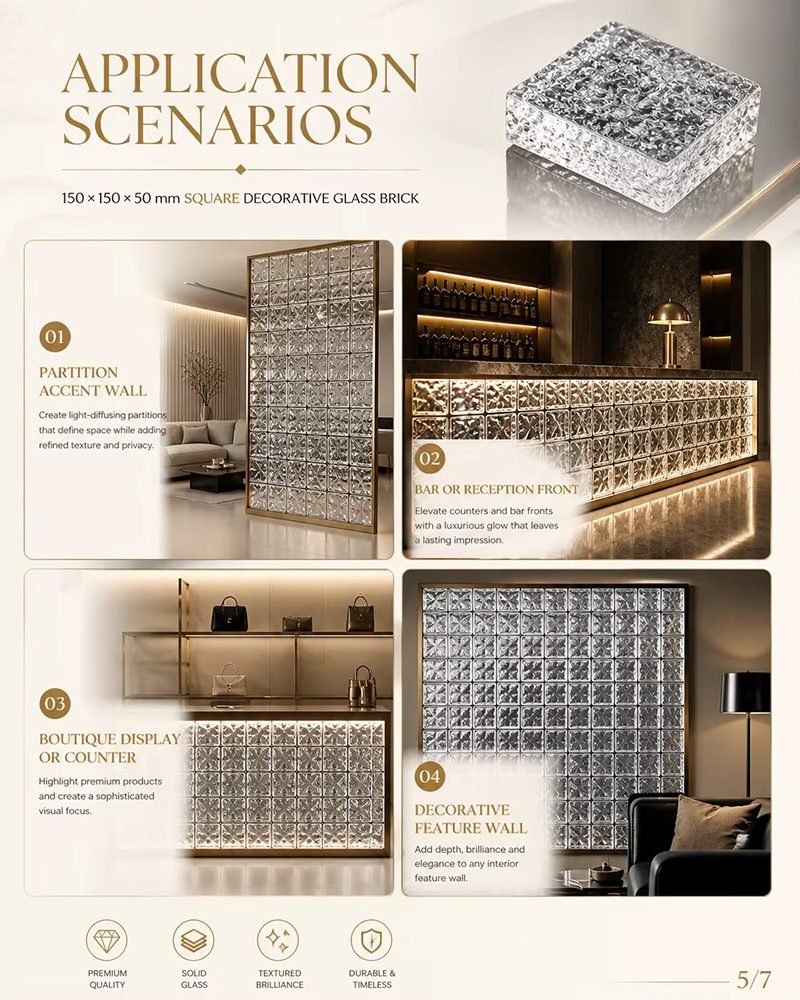 Square Shape Glass Wall Brick