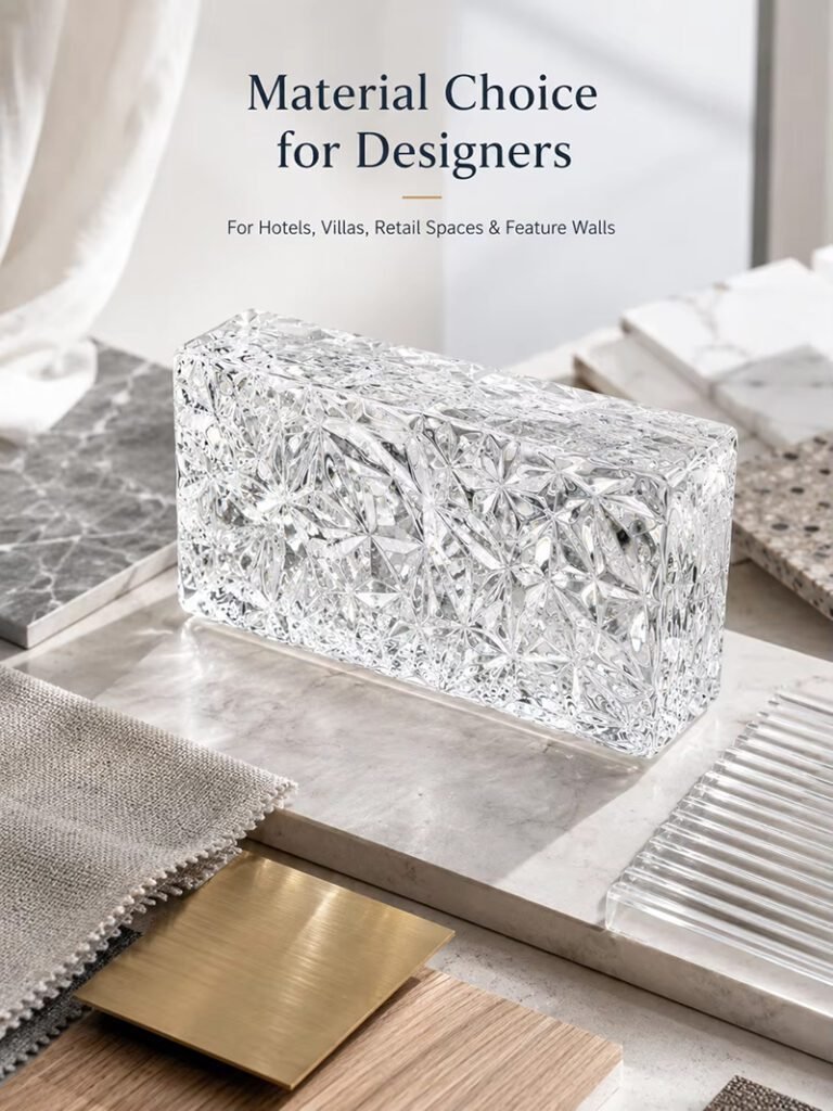 Ultra Clear Diamond Pattern Solid Glass Brick