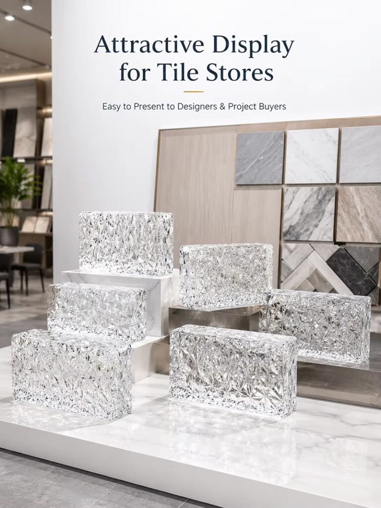 Ultra Clear Diamond Pattern Solid Glass Brick