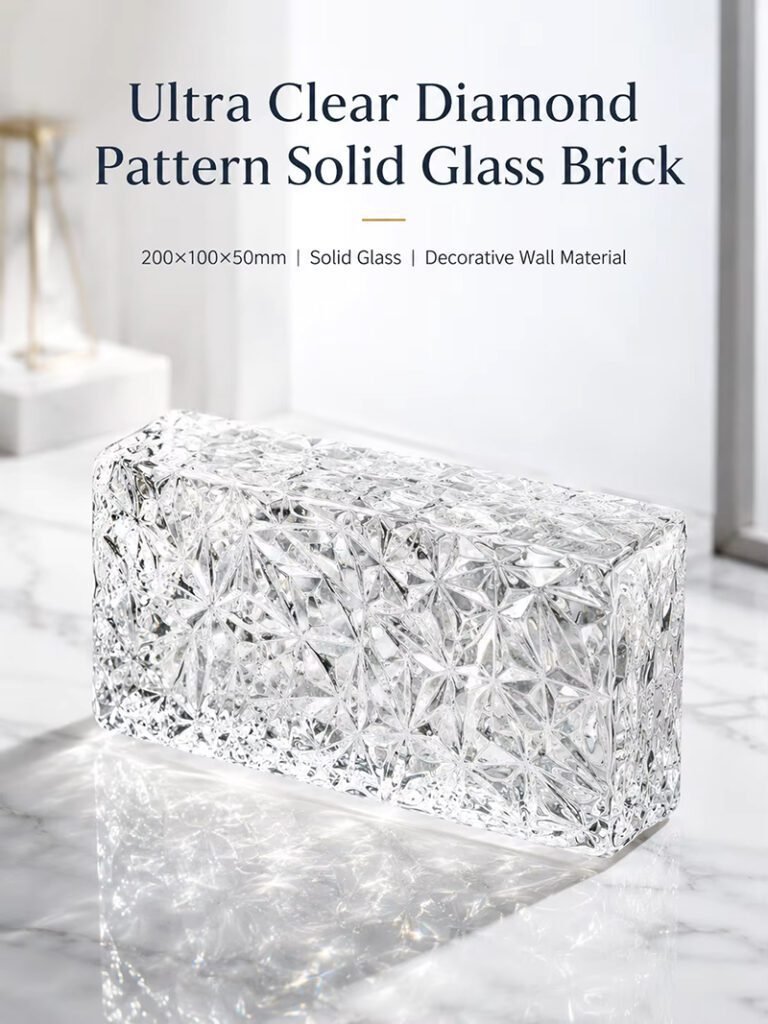 Ultra Clear Diamond Pattern Solid Glass Brick