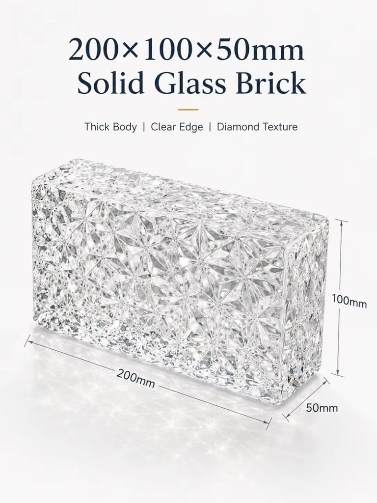 Ultra Clear Diamond Pattern Solid Glass Brick